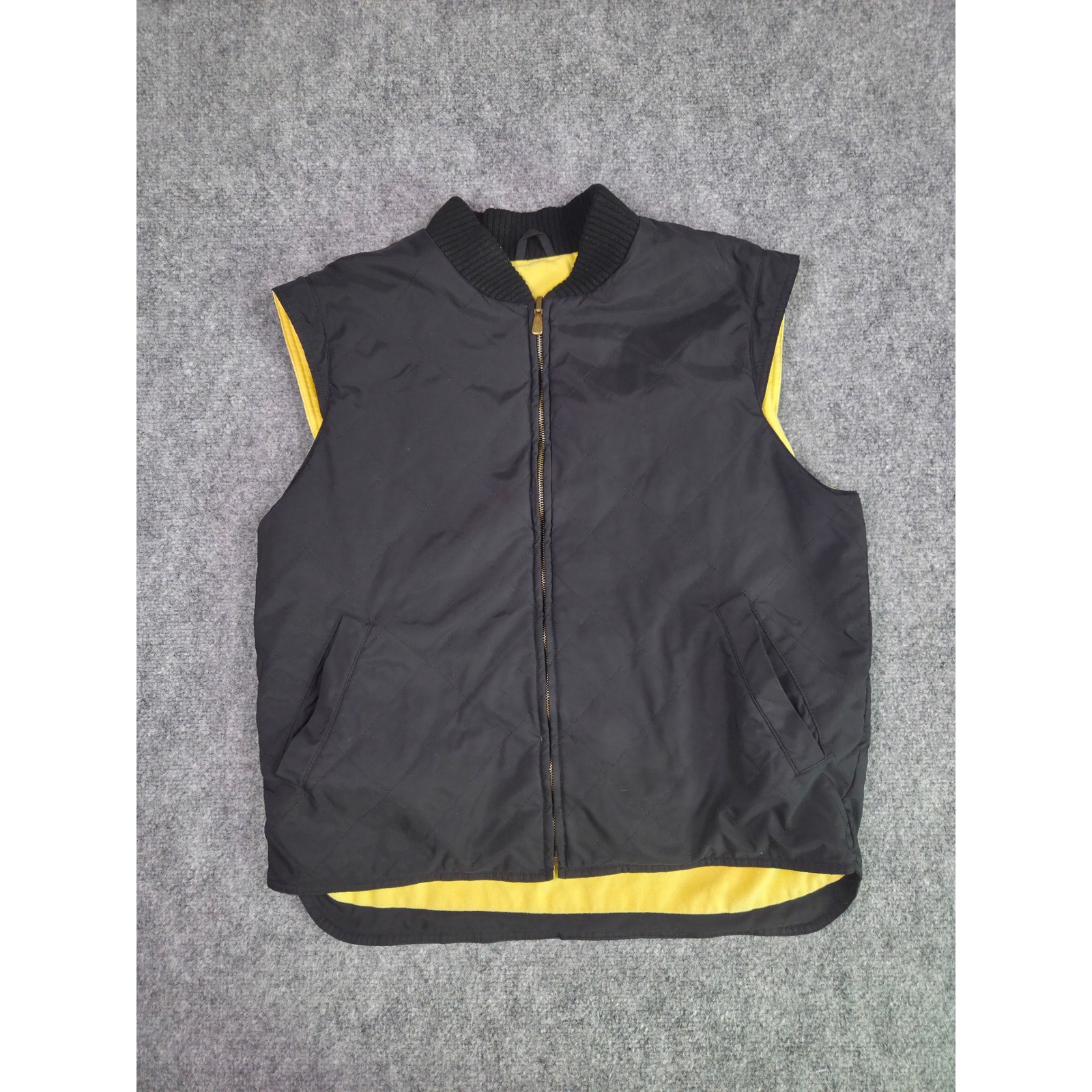 Loro Piana Quilted Puffer Vest Mens L Black Yellow Cashmere Lining Made In Italy